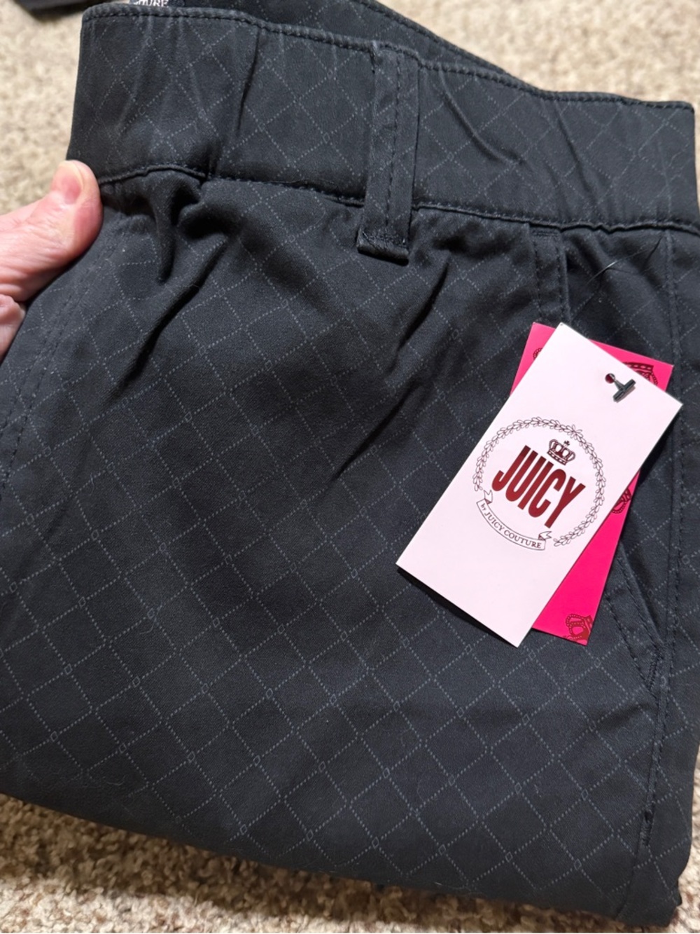 Juicy Couture Beverly Skinny Black Quilted Diamond Pattern Pants Womens 12 NWT